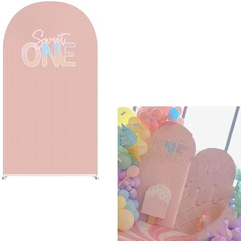Arch Backdrop Cover Ice Cream Sprinkles Girls Birthday Party Decorations Arch Frame Fabric Cover Sweet ONE Candy Pink Baby Shower Baptism Parties (6x2.6ft Cover,Sweet one) by ittsmnt