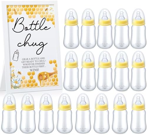 Roowest Bottle Chug Baby Shower Games Favors, Yellow, Bee by Roowest