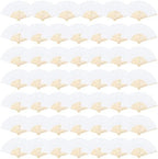 Aneco 48 Pieces Handheld Paper Fans Paper Folding Fans with Bamboos for Wedding Gift, Party, Home, DIY, White by Aneco