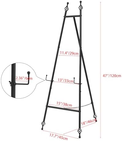 Heavy Duty Large Easel Stand for Mirror Display Wedding Sign(Black 47'') - Image 5