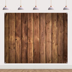 Wood Backdrop 10x8ft Brown Rustic Wooden Floor Panel Wall Fabric Photo Background for Baby Shower Birthday Wedding Western Party Banner Decorations Photography Supplies Polyester - Image 2