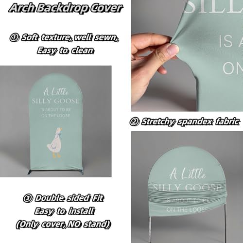 Arch Backdrop Cover for One Silly Goose Baby Shower Arch Stand Stretchy Cover First Goose Kids 1st Birthday Party Fiesta Decorations (6.6x3.3ft Cover,985) - Image 3