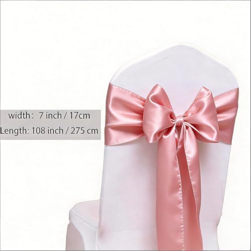 50 Pack Satin Blush Pink Chair Sashes for Wedding Gender Reveal Party Birthday Reception, Banquets Chairs Decorations, Blush Pink Satin Chair Bows for Folding Chairs, Light Rose Gold Color - Image 5
