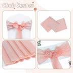 MDS Pack of 125 Chiffon Chair Sashes for Wedding & Event Décor - Peach - Image 5