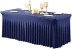 1 Pack Navy Blue Spandex Tablecloths for 8 Foot Rectangle Tables by PartyTalk
