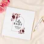Andaz Press Personalized Baby Shower Guestbook with Gold Accents, Boho Arch Burgundy Florals Custom Guestbook, White Guest Sign-in Registry, 120 Pages 8.5" Memories Book for DIY Scrapbook Photo Album - Image 4