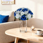NUPTIO Flower Balls for Table Centerpieces: Royal Blue & White Fake Rose - Image 6