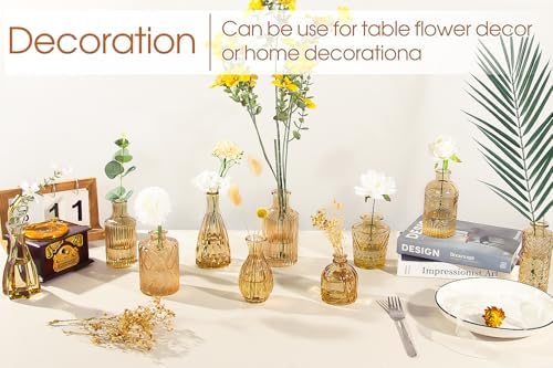 TBWIND Gold Amber Glass Bud Vases Set of 12, Small Vases for Flowers - Image 2