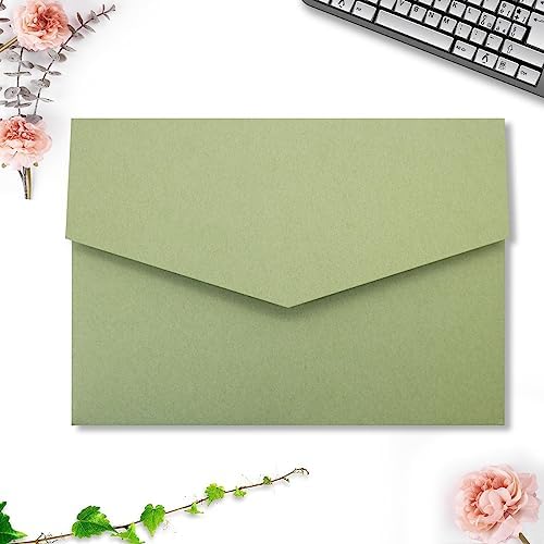 25 Pieces A7 Pocket Invitations (5.12 x 7.09) Trifold Wedding Invitation Cards for 5x7 Invites Wedding Bridal Shower Engagement Birthday Sweet 16 (Matte Sage Green) - Image 4