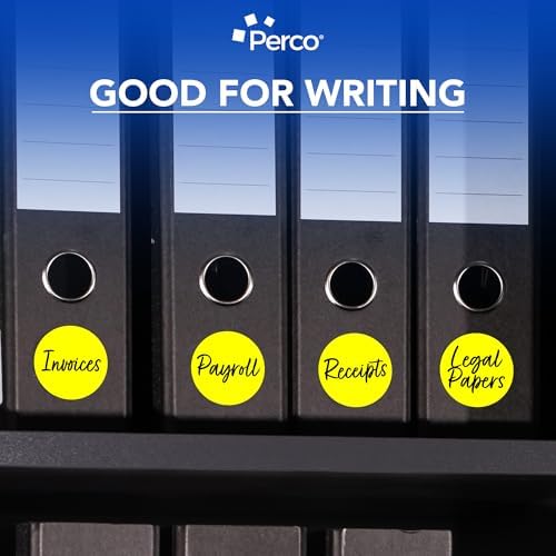 Perco Neon Yellow Perforated Round Circle Dot Sticker 3-Inch Labels — 3 Rolls, 1,500 Stickers - Price Signs, Alerts, Notes & Warning Labels, High Visibility - Made in USA - Image 6