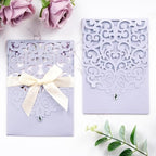 50PCS Blank Wedding Invitations with Envelopes and RSVP Cards Light Purple - Image 5