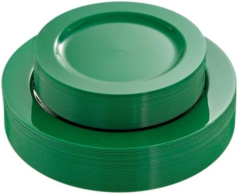 FLOWERCAT 60PCS Green Plates & St. Patrick's Day Plates - Heavy Duty Dark Green plates Disposable for Party&Event- Include 30PCS 10.25" Dinner Plates & 30PCS 7.5" Dessert Plates by FLOWERCAT
