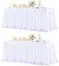 White Table Cloth 8 Foot Rectangle Spandex Table Covers 8ft Fitted Tulle Tablecloth Rectangular Desk Skirt Stretch Table Cloths Covers Party Banquet Birthday Baby Shower Wedding Table Cloth, 2 Pack by HBBMAGIC
