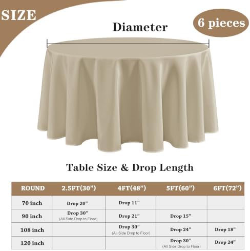 Fitable 6 Pack Nature Tablecloths 108 Inch Round for 36"-84" Tables - Image 5