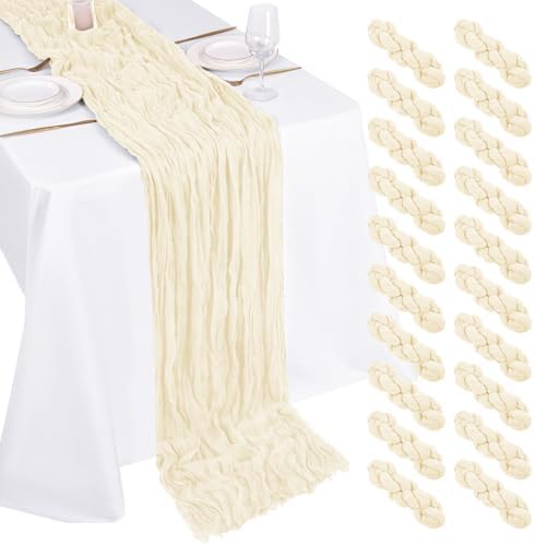 20 Pack Cheesecloth Table Runner - 17x108 Inch Ivory Boho Gauze Cheese Cloth Table Runners for Baby Bridal Shower Decoration Wedding Party Summer Garden Farmhouse by Unknown