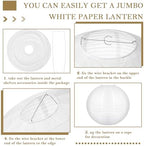 Glooglitter 5 Pcs 30 Inch White Paper Lanterns Large Paper Lamp - Image 4
