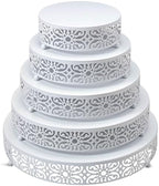 Wenqik 5 Pcs Metal White Cake Stand,16/14/12/10/8 in Round Cake Holder by Wenqik