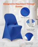 VEVOR Chair Covers, Polyester Spandex Chair Cover, Stretch Slipcovers for Wedding Party Dining Banquet Flat-Front Chair Covers (Royal Blue-c, 50PCS) - Image 6