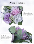 BLOSMON Purple Flowers Artificial for Decoration: 10 Pieces 9.5 Inch Fake Flower Ball Centerpieces for Wedding Tables - Lilac White Rose Lavender Fake Silk Kissing Floral Arrangements - Image 7