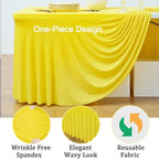 2 Pack Yellow Spandex Table Clothes for 8 Foot Rectangle Tables, Wrinkle Free Lemon Fitted Tablecover 8ft Stretchy Tablecloths with Skirt for Parties Weddings Birthday Banquet Baby Shower - Image 4