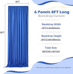 30ft×8ft Wrinkle Free Royal Blue Backdrop Curtain for Parties, 6 Panels 5×8ft Soft Silky Polyester Blue Photo Backdrop Drapes for Boss Baby Birthday Party Wedding Photography Background - Image 5