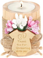 Ju's Favors Pack of 10 Wood Candle Holders,Baby Shower Favors for Girls,Baby Shower Party Favors for Guests,Baby Girl Gender Reveal Gift, Christening Party Return Favors.(Light-Pink) by JusFavors