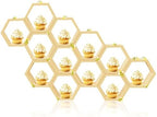 12 Pcs 5.5 Inch Honeycomb Cupcake Stand Cake Farmhouse Hexagon Display Holder Hexagonal Wood Cupcake Stand Floating Table Sign with Wooden Bee for Baby Shower Birthday Party Table Decorations by Denylopro
