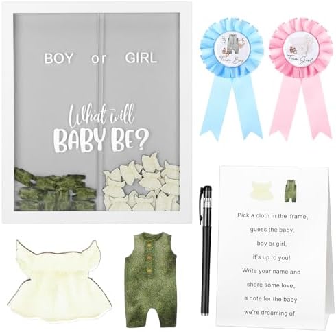 55 Pcs Baby Cloth Gender Reveal Game Voting Board, Neutral Baby Cloth by Qunclay