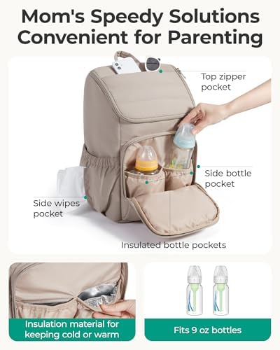 BAGSMART Diaper Bag Backpack with Changing Pad, Insulated Bottle Holders - Image 2