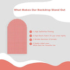 Checkered Gingham Arch Backdrop Cover Red and White Girl Bridal Baby Shower Birthday Party Classic Plaid Pattern Stretchy Arched Photo Booth Decorations 6ft - Image 5