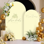 White & Beige Arch Backdrop Cover 7.2 & 6FT, Double Sided Arch Covers Stretchy Backdrop with Zipper Set of 2 Spandex Chiara Stand Cover for Wedding Birthday Party Baby Shower Banquet - Image 6