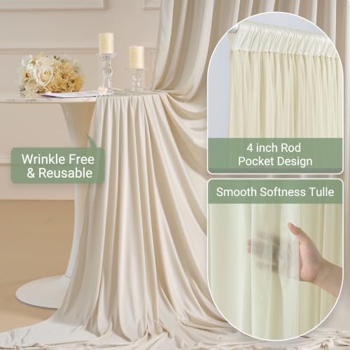 Champagne Tulle Backdrop Curtain for Parties Wedding,10ft x 10ft Wrinkle Free Curtain Backdrop,2 Layer Drapes for Backdrop,Polyester Back Drop for Bridal Shower Birthday Baby Shower Photography - Image 5