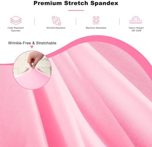 8 Pack Pink Table Cloths for 5FT Round Tables, Fitted Spandex 120 inch Round Tablecloth, Wrinkle Free Pink Table Skirt for Receptions Birthday Photography Social Events Engagement Party Decorations - Image 3