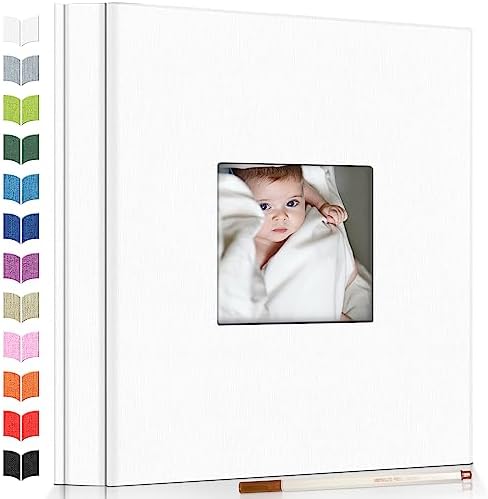Artfeel Photo Album Self Adhesive Scrapbook Album for 3x5 4x6 5x7 8x10 Pictures,60 Pages Linen Cover with Display Window DIY Photo Book,Ideal Gifts for Family Travel Wedding Baby by Artfeel