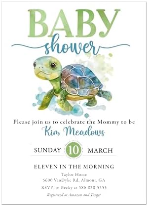 Sea Turtle Ocean Baby Shower Invitation by Handmade