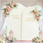 Ivory Arch Cover 7.2FT 6FT Wedding Arch Backdrop Covers Set of 2 Spandex Fitted Metal Arch Stand Covers for Birthday Baby Shower Party Decor Girls Bridal Banquet Photo Booth Balloon Arch Background by Besutolife