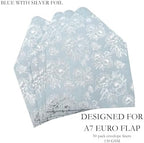 A7 Euro Flap Envelope Liners for A7 5x7 Insert, 50 Pack, Wedding Invitaion (Blue Silver Foil Floral) - Image 3