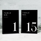 Wedding Black Table Numbers 1-15 with Stands, 5"x7" Black Acrylic Table Numbers with White Font for Wedding Party Reception (1-15, 5"x7") by JINMURY