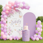 Set of 2 Arch Backdrop Covers Butterfly Theme Birthday Party Decorations Arch Frame Stretchy Cover Pink Purple Baby Shower Fiesta Decor (6FT & 5FT,33) by ellteecz