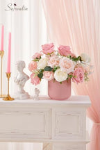 Serwalin 2Pcs Artificial Flowers Pink White Flower Silk Flowers for Wedding - Image 7