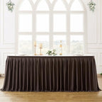 Partisky Chocolate Brown Polyester Table Skirt for Rectangle Tables 17ft, Wrinkle Resistant Pleated Ruffle Table Cloth for Banquet Wedding Trade Baby Shower Display Gift Dining Table - Image 2