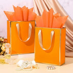 Yeaqee 50 Pcs Metallic Paepr Gift Bags Bulk with Handles,Orange - Image 5