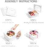 8x8x2.5 Inch Premium Cookie Boxes with Window, 60 Pack Food Safe Bakery Boxes with Lids, Easy Assembly Treat Boxes for Cookies, Desserts, Brownies, Wedding Favors, Holiday Gifts and Parties - Image 4