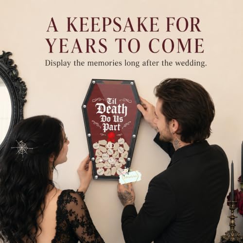 Custom Halloween Wedding Guest Book Alternative, Gothic Coffin Frame - Image 4