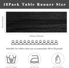 Black 12 Pcs Cheesecloth Table Runner 10FT Gauze Fabric Boho Cheese Cloth Table Runner Decoration Rustic Semi Sheer Runner for Wedding Birthday Baby Bridal Shower Party Table (35 x 120 Inches Long) - Image 3
