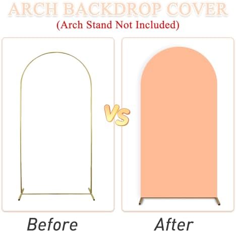 Spandex Arch Backdrop Cover Peach Wedding Arch Cover 7.2 FT Fitted Arched Covers Stretchy Backdrop Chiara Arched Stand Covers Round Top Chiara Frame Backdrops for Birthday Party Decoration - Image 4