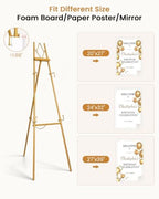 53.9" Gold Easel Stand for Sign, Display Easel for Wedding Sign, Painting - Image 3
