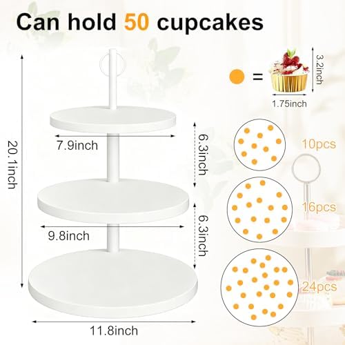 Cupcake Stand,3Tier Round Rustic Cupcake Stand Holds 50Cupcakes - Image 2