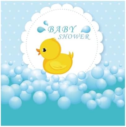 Leyiyi Baby Shower Backdrop 9x9ft Yellow Cute Bath Duck Rubber Duck Background Bubble Bath Water Drops Room Interior Decor Birth Celebration Wallpaper Duckling Swimming Photo Portrait Vinyl Props - Image 4