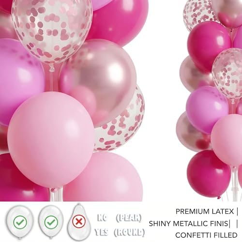 Balloon Column Kit Set of 2 With Balloons Included - Balloon Tower with Stand, Base, and Pole,Backdrop Decoration for Wedding, Baby Shower, Birthday Party (3xMetallic Light Pink) - Image 4